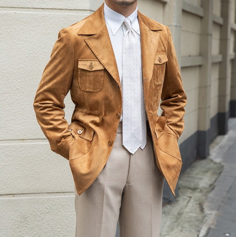 Veste col de costume Milan en suédine synthétique