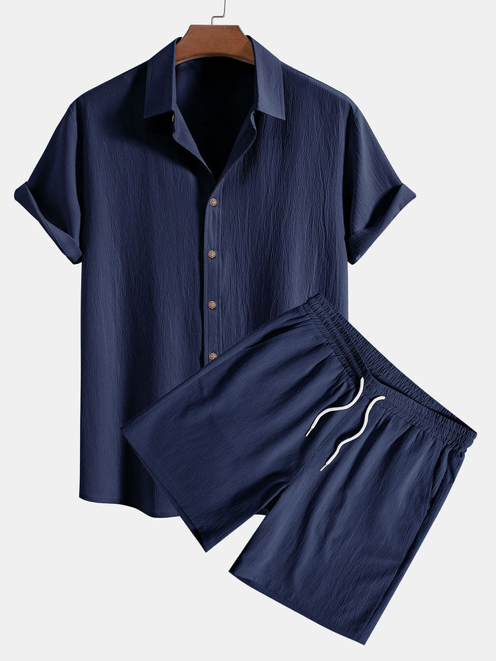Ensemble polo à boutons et short avec cravate pour homme