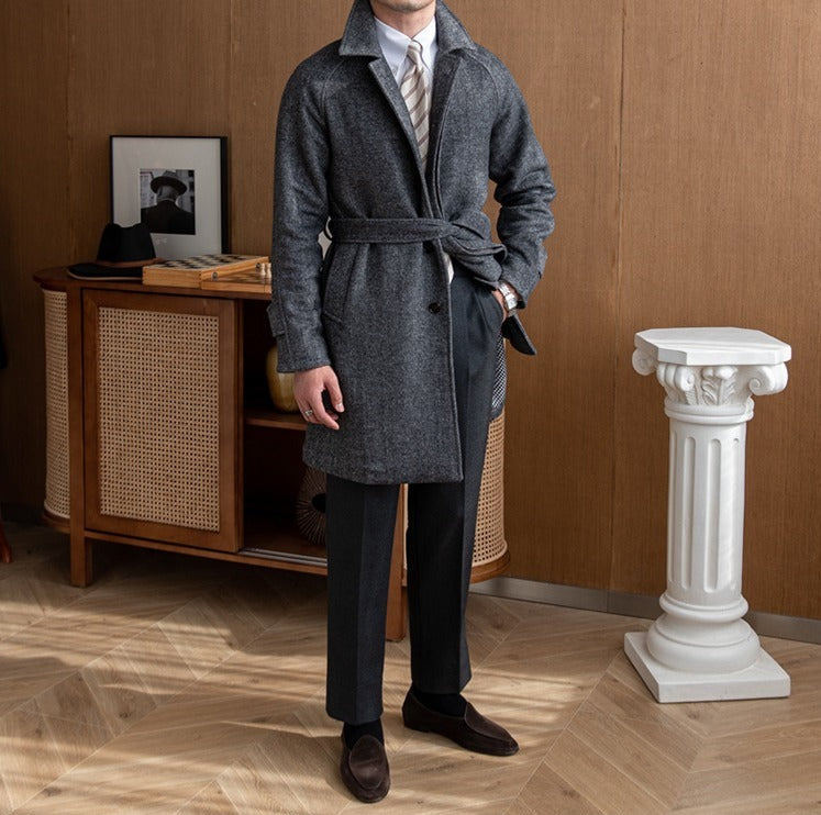 Manteau raglan ceinturé en mélange de laine Royal Albert