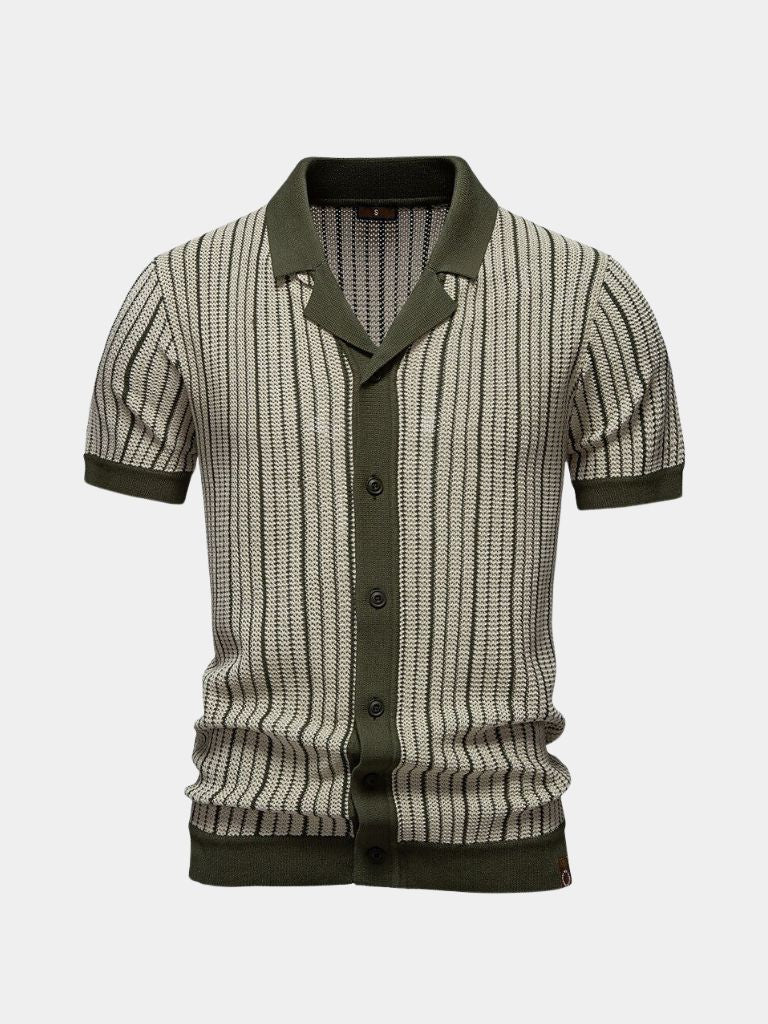 Striped Knit Polo Shirt - Fayymont Co